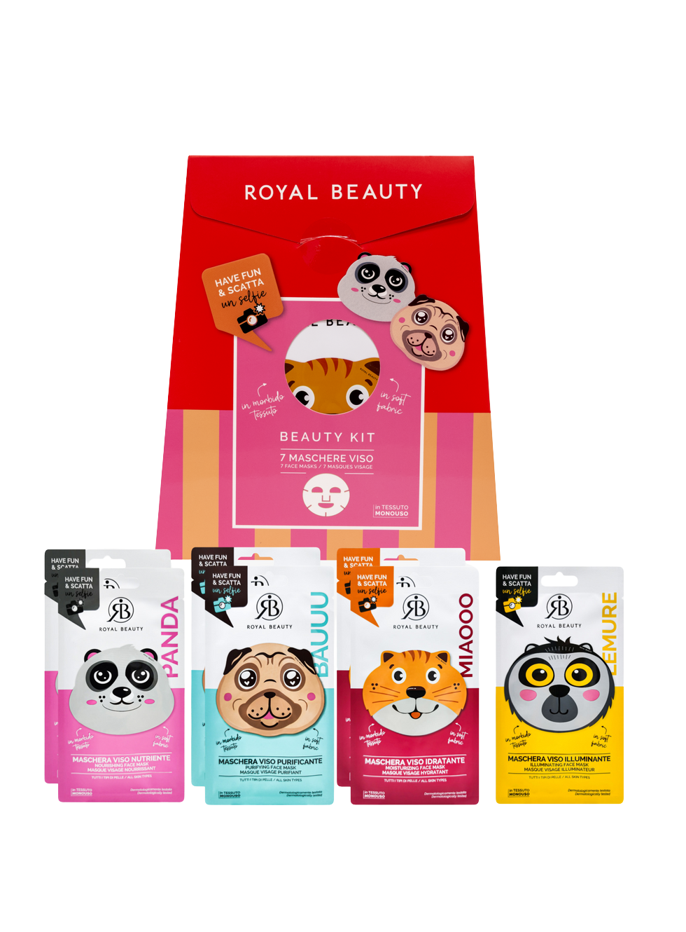 Σετ 7 Ενυδατικές Μάσκες Προσώπου – Animal Face Masks Gift Box
